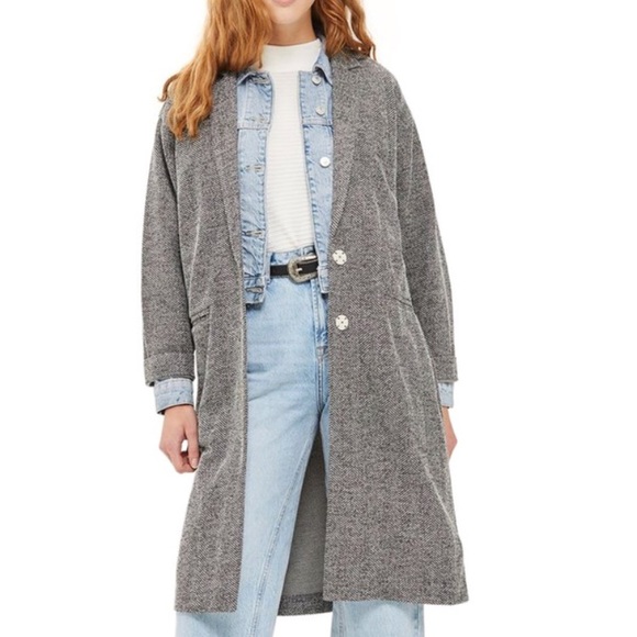 topshop herringbone check coat